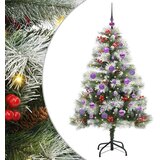 vidaXL Umjetno božićno drvce S LED lampica Zelena i bijela 150 cm - 150 cm s LED-ima i ljubičastim kuglicama | shoptok.hr