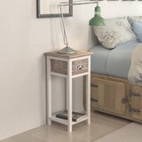 Furnova Nočna omarica z 1 predalom rjavo bela, (21925828) | Shoptok.si