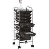  Pokretna kolica za pohranu s 10 ladica crna plastična | shoptok.hr
