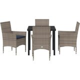  Set stola i stolica 5 pcs Siva i tamnoplava PE ratan | shoptok.hr