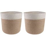  Set saksija za biljke 2 kom. Prirodna i bijela Ø 21 x 21 cm - Prirodna i bijela Ø 21 x 21 cm Cijene
