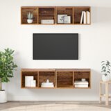 vidaXL Stenski TV kabinet s polico 4 pcs Stari les 37 x 37 x 72 cm u