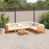  7-dijelni set vrtnih sofa s jastucima voštano smeđi od borovine | Eponuda.com