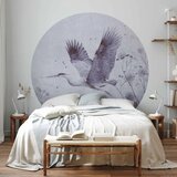  Okrugla fototapeta - Majestic flight - a crane in flight in monochrome 180x180 | shoptok.hr
