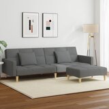 vidaXL Kavč dvosed z ležiščem in stolčkom za noge temno sivo blago | Shoptok.si