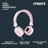 Streetz H300 Slušalke z mikrofonom, zložljive, 3,5 mm priključek, 1 gumb daljinski, 1,5 m, roza | Shoptok.si