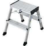 aluminijaste zložljive stopnice, s kolesi, 2 x 2 stopnici, aluminijasto srebrne barve