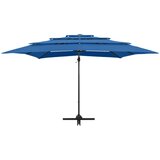  Vrtni suncobran s 4 razine i stupom 250 x 250 cm azurnoplavi | shoptok.hr