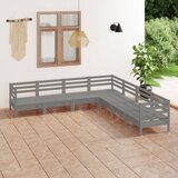 Maison Chic Seti vrtnega pohištva - Vrtna garnitura - Vrtni pohištvo set 7-delna trdna borovina siva, (21805716) | Shoptok.si