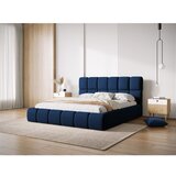 Micadoni Tamno plavi baršunasti tapecirani bračni krevet s prostorom za odlaganje s podnicom 200x200 cm Bellis – | shoptok.hr