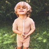 Liewood kopalni pajac z rokavi max seersucker mustard white | Shoptok.si
