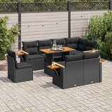 vidaXL 9-dijelni set vrtnih sofa s jastucima crni od poliratana bagrem | shoptok.hr