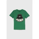 Puma Otroška bombažna kratka majica ESS+ MID 90s Graphic B zelena barva