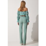  Women's Almond Green High Waist Lycra Casual Knitted Trousers | Eponuda.ba