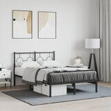 Maison Chic Kovinski Posteljni okvir - Dvoposteljna postelja - Zakonska postelja z vzglavjem črn 120x190 cm, (21692413) | Shoptok.si
