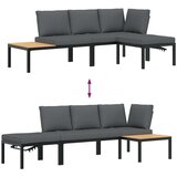 vidaXL Vrtna sedežna garnitura z blazinami 3-delna črn aluminij | Shoptok.si