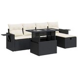  6-dijelni set vrtnih sofa s jastucima crni od poliratana Slike
