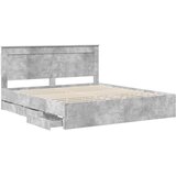  Krevetna konstrukcija s ladicama Betonski sivi 200 x 200 cm | shoptok.hr