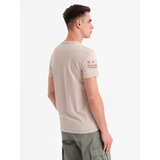 Ombre Men's military style printed cotton t-shirt - beige | Shoptok.si