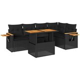 vidaXL Vrtna sedežna garnitura z blazinami 6-delna črn ratan/akacija, (21783432) | Shoptok.si