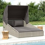 vidaXL Ležaj za sunčanje s krovom sivi 200 x 114 x 128 cm poliratan Cijene