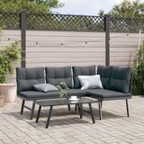 vidaXL 3-dijelni set vrtnih klupa s jastucima crni čelični | shoptok.hr