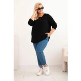 Kesi Włoski Plus size women's sweater with a boat neckline black | Shoptok.si