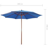  Suncobran s drvenom šipkom 300 x 258 cm plavi | shoptok.hr