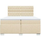  Krevet s oprugama i madracem krem 200 x 200 cm od tkanine | shoptok.hr