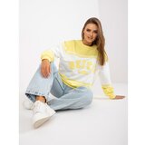 Fashion Hunters Yellow and white sweatshirt sweatshirt without a hood with patches Cene