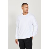 AC&Co / Altınyıldız Classics Men's White Oversize Fit Loose Fit Cotton Fleece Inner 3 Thread Crew Neck Sweatshirt Cene