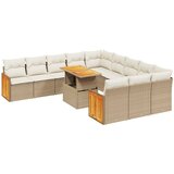 Maison Chic Seti vrtnega pohištva - Vrtna garnitura - Vrtni pohištvo set 11-delna z blazinami bež poli ratan, (21810232) | Shoptok.si