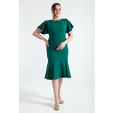 Lafaba Women's Emerald Green Plus Size Flounce Dress