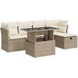  6-dijelni set vrtnih sofa s jastucima bež od poliratana Slike
