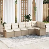  Sjedeća garnitura za vrt 6 kom. Bež poliratan 297,5 x 132,5 x 69 cm | shoptok.hr