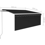  Automatska tenda na uvlačenje s roletom 3,5 x 2,5 m antracit | shoptok.hr