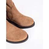 Shelvt Dark beige suede women's cowboy boots | Shoptok.si