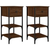  The Living Store Nočna omarica 2 kosa rjavi hrast 34x36x70 cm inženirski les - Nočna Omarica, (21500189) | Shoptok.si