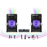 Akai karaoke 400W, set 2x zvučnik + pojačalo, FM USB, SD, bež mikr, crni DUAL Y3 | shoptok.hr