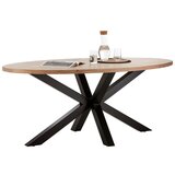 Zandiara ovalna jedilna miza orbit, barva akacije, črna, 180x100 | Shoptok.si