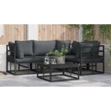 vidaXL Vrtna sedežna garnitura 4 pcs Črna 213 x 143 x 71 cm Aluminij | Shoptok.si