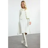 Trendyol Ecru Midi Knitwear Jacket Look Cardigan-Dress Set