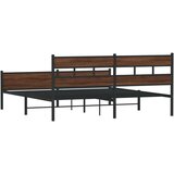 Metalni Kovinski posteljni okvir brez vzmetnice rjavi hrast 200x200 cm, (21610414) | Shoptok.si