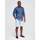 Ombre Classic men's cotton SLIM FIT shirt in palm trees - dark blue | Shoptok.si