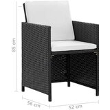  Zunanja jedilna garnitura z blazinami 5-delna poli ratan črna, (20680007) | Shoptok.si