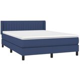vidaXL Box spring postelja z vzmetnico modra 140x190 cm blag | Shoptok.si