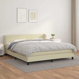  s oprugama i madracem krem 180x200 cm od umjetne kože | shoptok.hr