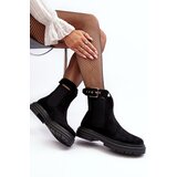 Boto Suede Ankle Boots On Massive Sole Black Ozaro | Shoptok.si