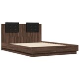  Okvir kreveta s uzglavljem LED boja smeđeg hrasta 135 x 190 cm | shoptok.hr