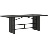  Vrtni stol sa staklenom pločom crni 190x80x75 cm od poliratana | shoptok.hr